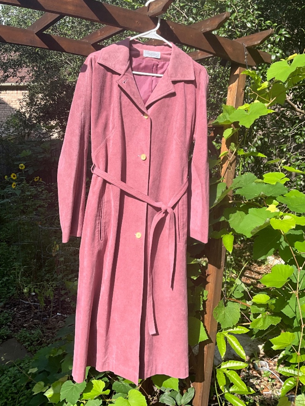 Vintage Faux Suede Mauve Skinner Trench Coat